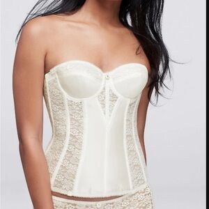 Dominique Lace Longline Corset Bustier Bra Strapless cream ivory sexy 34B new